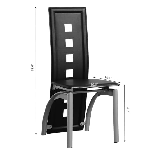 Trygoal PU Leather Dining Chairs Set of 4, Modern Kitchen Chairs with Square Hollow Backrest, Upholstered Side Chair with Chrome Electroplated Legs for Luxury Dining Room, Black by Trygoal - Used condition - Image 3