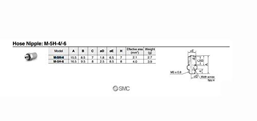 Carus Tool SMC M-5H-6 Mini Straight Through Quick Connector New