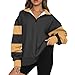 GOFULY Fall Fashion For Women 2024 Trendy,Women'S Sweatshirts Graphic Fleece Loose Fit Cute Long Sleeve Shirts For Women Cotton Striped Print 1/4 Zip Pullover Collared Neck Trending Clothes Yellow M