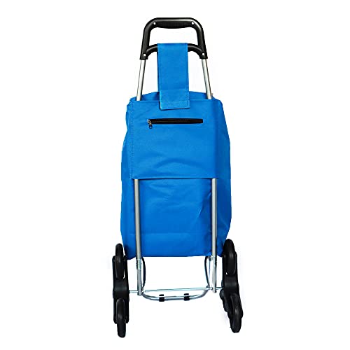 dealux Leichter und faltbarer Einkaufswagen Shoppy 2.0 Tris Farbe Blau mit 6 Rollen und Rollsystem – Bild 4