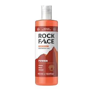 Rock Face Shower Gel – Power All In One Body Wash for Men, 410ml, Spicy Oriental Scent, Suitable for Hair and Body, Long Lasting Fragrance