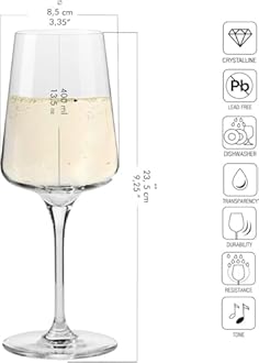 Krosno Infinity White Wine Glasses, 380 ml, Set of 4, Handcrafted Glass, Elegant and Timeless Design, Ideal for White Wine and Spritzers, Made in Europe