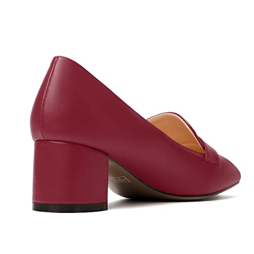 Image of MODENCOCO Womens Square Toe Slip On Comfortable Casual Matte Work Chunky Low Heel Loafers Shoes 2 Inch