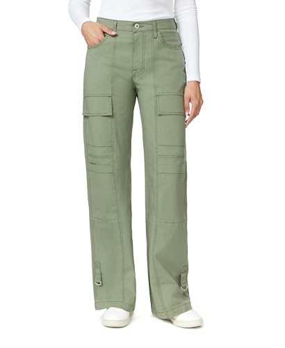kensie Jeans for Women High Rise Cargo Pants with Tab Bottom 27.5-Inch Inseam, Sizes 0-14