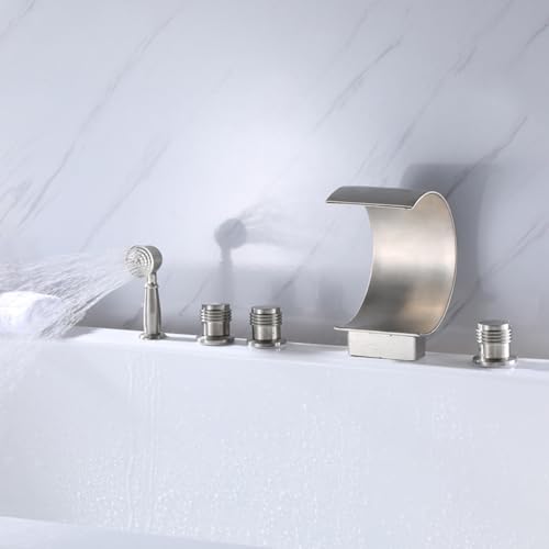 Mitigeur de bain cascade douchette extractible laiton double poignée