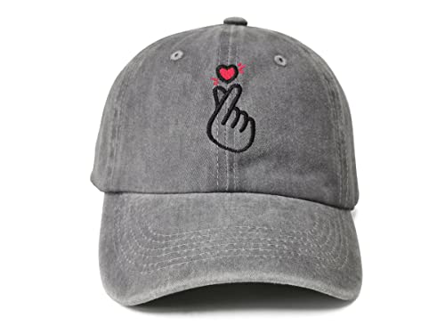 I Love You Kpop Heart Hat For Men Women, Embroidered Snapback Trucker Hat, Washed Black Adjustable Embroidery Dad Hats #TOP12