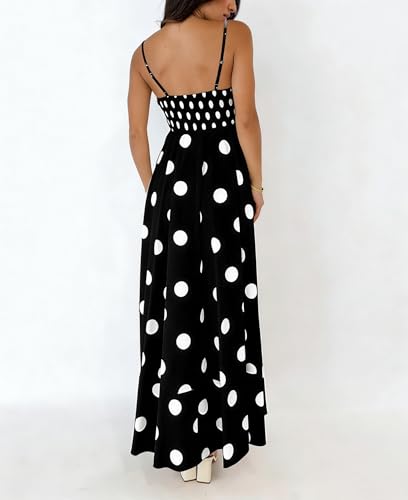 Image of NUFIWI Women Summer Striped Maxi Dress Spaghetti Strap Cutout Ruffle Long Dress Flowy Swing Beach Vocation Dress