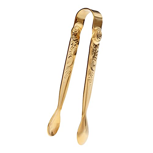 GRÄWE Pinzas de azúcar de acero inoxidable serie Rosendekor, oro