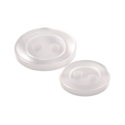 Mibo Polyester Shirt Button - 2 Hole - Bevelled Rim - Imitation Trochas Shell - (Front , Sleeve , Collar) Combo Pack - 16L(10Mm)4Pcs - 20L(12Mm)10Pcs - White #TOP2