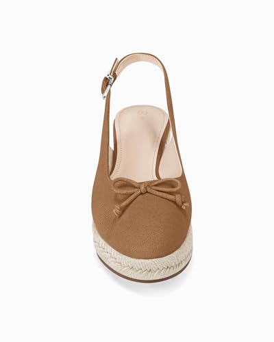 Image of Womens Closed Toe Espadrilles Wedges Shoes Platform Slingback Mid Low Heel Canvas Bow Dress Sandals