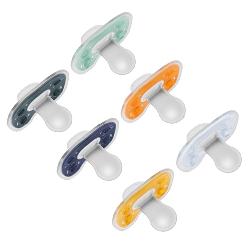 Image of Dr. Brown's Advantage One-Piece Silicone Baby Pacifier, Fully Symmetrical Soother, Blue/Blue/Orange/Green/Teal/Bisque, 6-18m, BPA Free, 6 Pack
