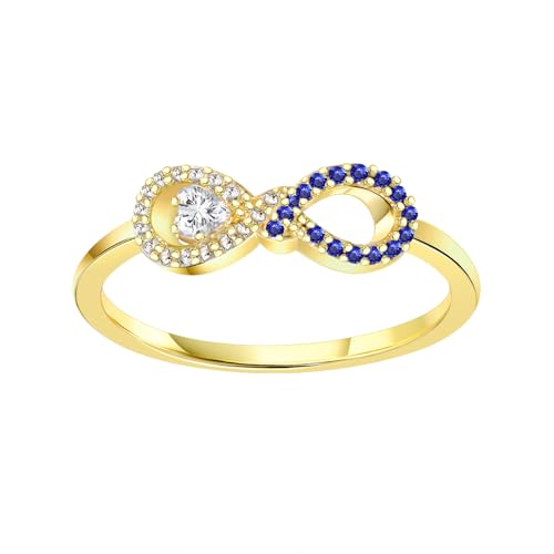 Heart Diamond Ring for Women 14K Gold Plated Ring CZ Infinite Love Rings Eternity Promise Rings for Her Infinity Wedding Rings
