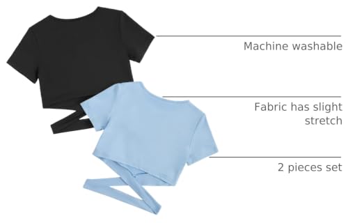 Image of Milumia Girl's 2 Piece Cut Out Crisscross Crop Tops Short Sleeve Tee Shirts