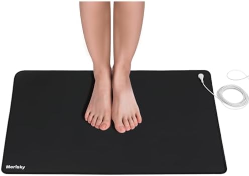 Grounding Mat, Ground Foot Mats for Improved Sleep Energy Health, 24″x16″ Upgraded No-Slip Grounded Pad for Magnetic Therapy, Earth Connected Conductive Mat for Bed Desk Home Office