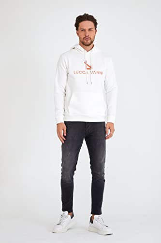 Sweat à capuche blanc écru haut de gamme logo 3D silicone M