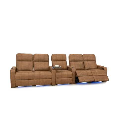 Image of Seatcraft Monterey Home Theater Seating Tawny Row of 5 Dual Loveseats
