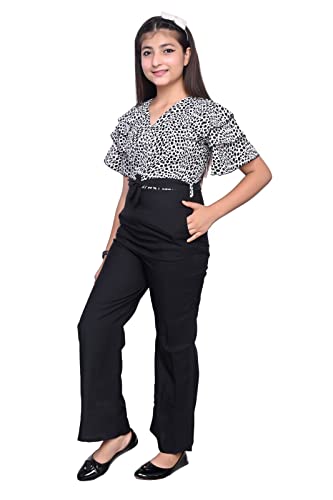 Image of Girls Flared Sleeves Printed Jumpsuit-66