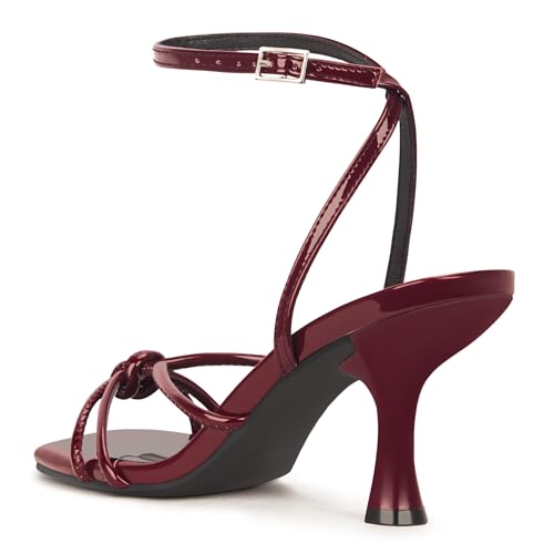 Image of PARTY Women's Square Open Toe Strappy Heeled Sandals 3 inch Stiletto Kitten Heel with Ankle Buckle Strap, Comfortable Slingback Summer Dress Shoes