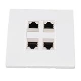 Płyta ścienna Ethernet, 4 port Gniazdo Keystone Płyta ścienna ze Zdejmowanym Gniazdem Drabinkowym, Gniazdko ścienne Ethernet żeńskie do żeńskie dla urządzeń Ethernet Cat5/5e/6/6A