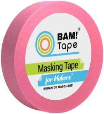 BAM! Tape Pink Masking Tape for Makers | 1 Roll | 1 inch x 30 Yards | Colored Tape for STEM STEAM | Arts Crafts Science Math DIY | School Projects Labeling Constructing Creating | Low Residue