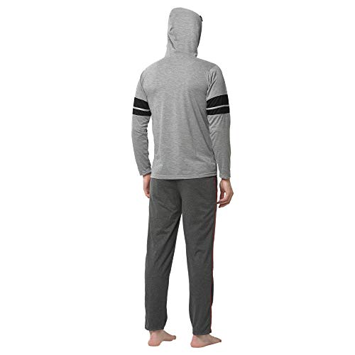 Image of Mack Jonney Cotton Blend Night Suit Co-ord Set for Men with Hodded Full Sleeve T-Shirt and Track Pant-VJ-MNS-TTP-GROUP21