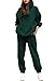 Pink Queen Damen 2-teiliges Kapuze Hoodies Lässig Jogginganzug Langarm Hausanzug Outfits Sweatsuit Kuschelig Dunkelgrün M