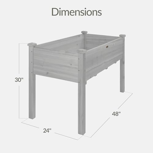 Image of Best Choice Products 48x24x30in Raised Garden Bed, Elevated Wood Planter Box Stand for Backyard, Patio, Balcony w /Bed Liner, 200lb Capacity - Gray