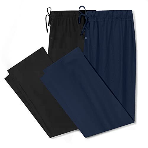 Image of U2SKIIN 2 Pack Men Cotton Pajama Pants Soft Lightweight Pj Bottoms