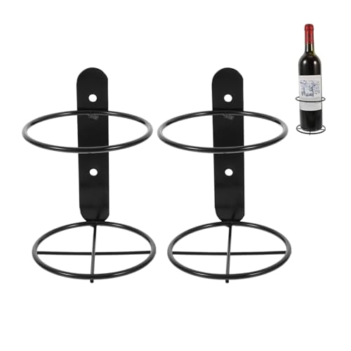 Veemoon 2pcs Wall Mounted Wine Rack Iron Single Wine Display Holder Wall Hanging Red Organizer Bottle Stands Shelf Black Storge Hardware Metal Storage Rack Beverages/Liquor
