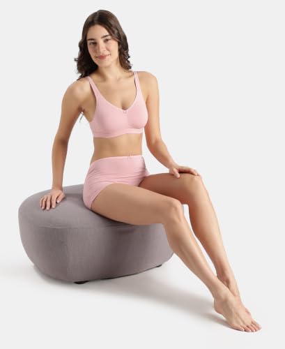 Image of Jockey FE41 Women Wirefree Non Padded Super Combed Cotton Elastane Stretch Full Coverage Everyday Bra with Concealed Shaper Panel
