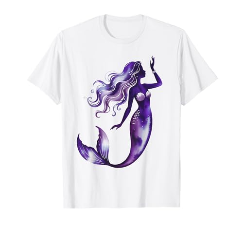 Womens Mermaid Colorful Abstract Art Purple Mermaid Adult T-Shirt