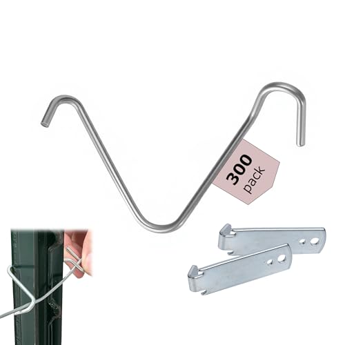 T Post Clips 300Pcs T-Post Fence Wire Tensioner with 2 Pack Fence Wire Twister Galvanized Steel Fence Clips for Barbed Wire Securing Wire Park Fence Garden Convenient Pre-Cut Wire Ties