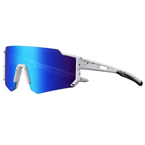 LUYSGBXR Gafas De Sol Deportivas Gafas de Sol Deportivas for Ciclismo Gafas for Deportes al Aire Libre Que se Ajustan sobre Gafas de Ciclismo de Carretera(White-Blue Lens)