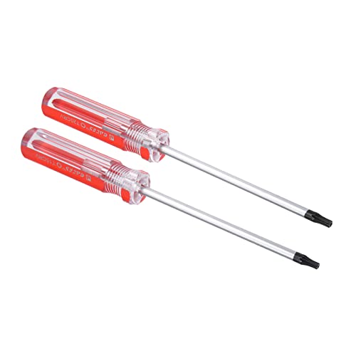 sourcing map Torx Screwdriver, T15 & T20 Security Magnetic Star Screw Driver with 4 CR-V Shaft and Clear Red Handle