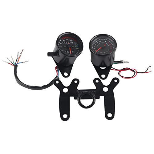 DAUERHAFT Universal Motorcycle Odometer Speedometer, Digital LED Odometer and Tachometer, Retro Modified Instrument Accessory for Car Tractors Trucks Motorcycles Boats Yachts