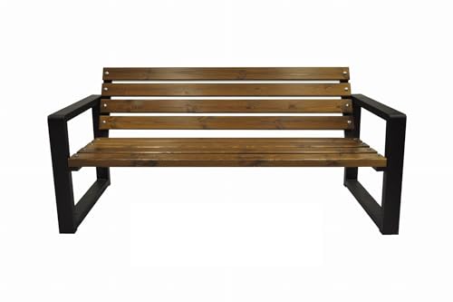 Generisch Gartenbank Parkbank Gestell Stahl Massivholz Park 125cm LANG...