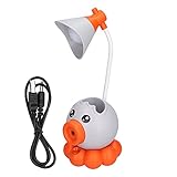 XZXCVN Lampada da Scrivania LED a Forma di Polpo, Pieghevole, Multifunzione, Luce Calda, Ricarica USB, Rosa - Flexibile a 360°, Portapenne Integrato, Ideale per Studio e Ufficio (Grigio)