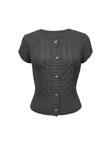 Milumia Women's Short Sleeve Button Down Cable...