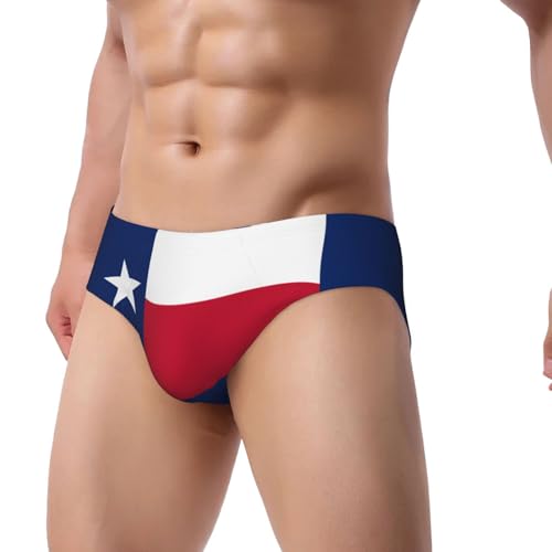 Flag of Texas Print Men's Underwear - Stretch Breathable Briefs - Supportive Mens Trunks for Daily Wear & Workout,2