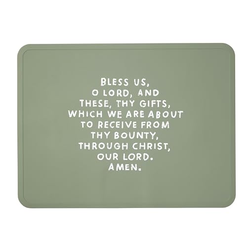 Be A Heart Silicone Placemats for Kids and Toddlers, BPA-Free Non-Slip Baby Placemat, Baby Baptism Gift (Sage Green)