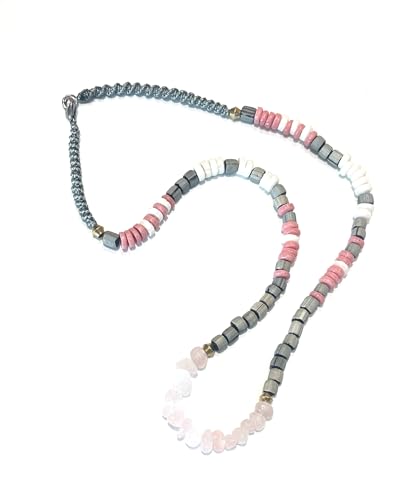 Collier quartz rose perles africaines 60cm sublimez vos tenues basiques