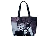 Audrey Hepburn Holding Cat Rare Wide Shoulder Bag Tote Purse Handbag