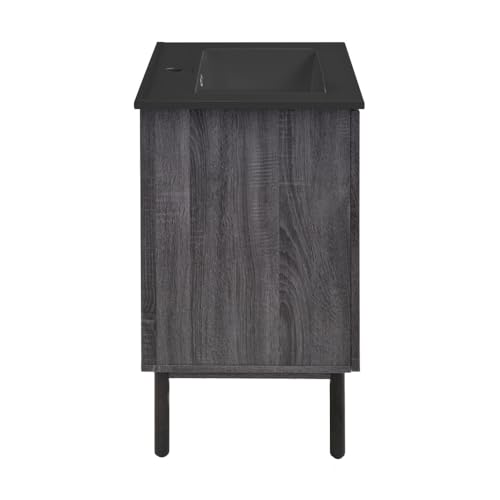 Image of Swiss Madison Classe 18 in. Black Oak Bathroom Vanity with Black Ceramic Sink Top