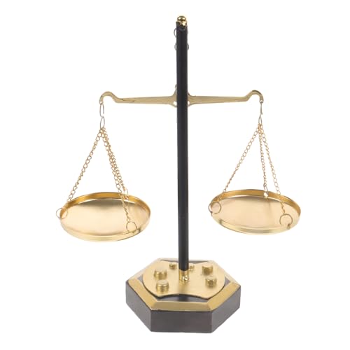 POPETPOP Báscula de Metal Decorativa para Escritorio Diseño de Balanza, Artesanía Metálica Estable y Elegante, Decoración de Mesa Temática Libra para Oficina y Hogar