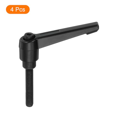Image of uxcell 4Pcs M6 x 32mm Adjustable Knobs Handle Male Thread Push Button Ratchet Quick Release Locking Rotating Bolt for Lathe Machinery, Black