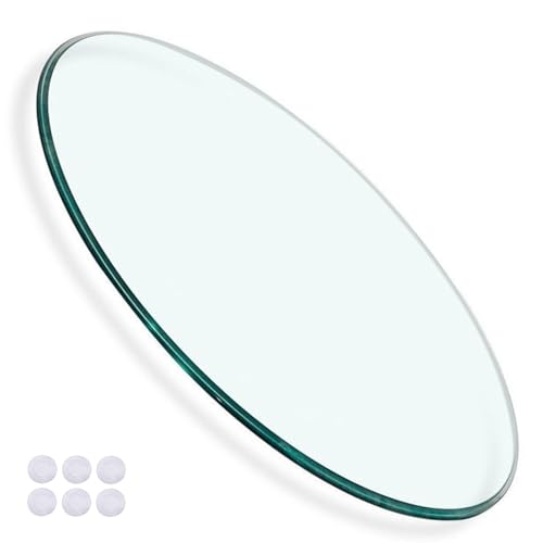 thyofoap 36 in Round Tempered Glass Table Top - 0.35'' Thick Safety Glass for Outdoor Patio, Garden & Indoor Coffee Table, Kitchen Dining | Heavy-Duty 300LBS Capacity with Non-Slip Pads