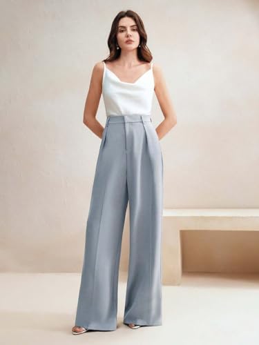 Image of KOTTY Women's Elegant High-Waist Wide-Leg Trousers for Office & Casual Wear