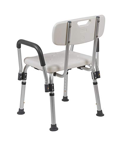 Flash Furniture HERCULES Series 300 Lb. Capacity, Adjustable White Bath & Shower Chair with Depth Adjustable Back - Thumbnail 5