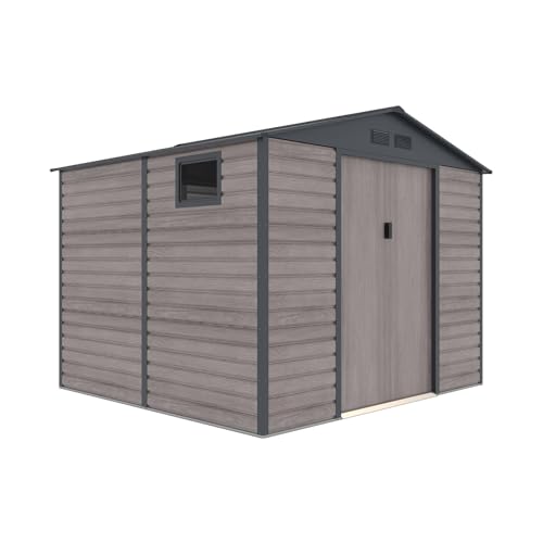 Gardiun Caseta Metálica Surrey 7,06 m2 Exterior 277x255x219 cm de Acero con Ventana Lateral y Efecto Madera Veteada