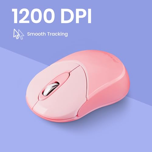Image of Perixx PERIMICE-802PK Wireless Bluetooth Mouse - Portable Design - Compatible with Windows, iOS, and Android PC, Laptop, Tablet, and Smartphone - Pink (12141)
